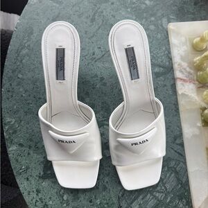 Prada Women's White Leather Mules